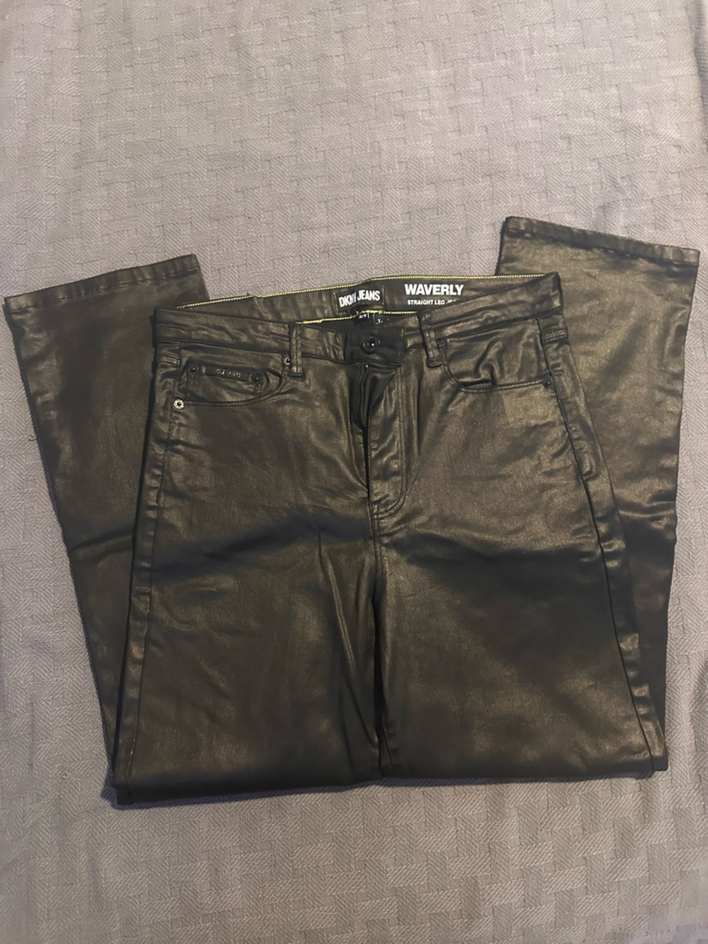 DKNY Black Coated Straight Leg Waverly Jeans